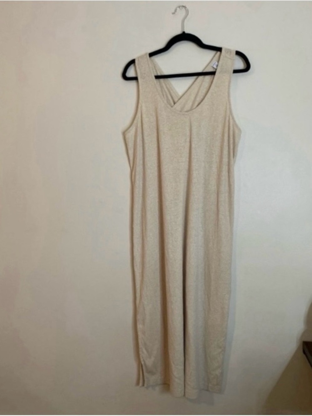 Old Navy Cream Sleeveless V-Neck Maxi Dress linen blend